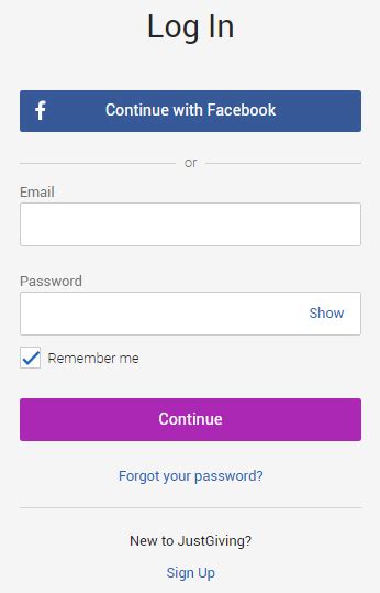 log into just giving.